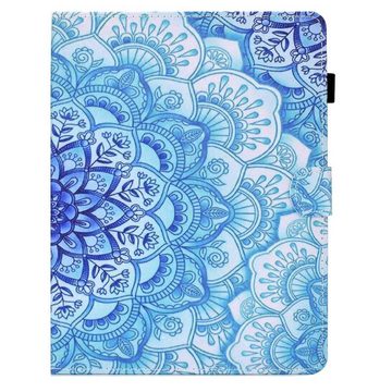 Wigento Tablet-Hülle Kunstleder Tablet Cover Tasche Green Flower für Amazon Fire HD 10 / 10 Plus Blau Hülle Case Etui