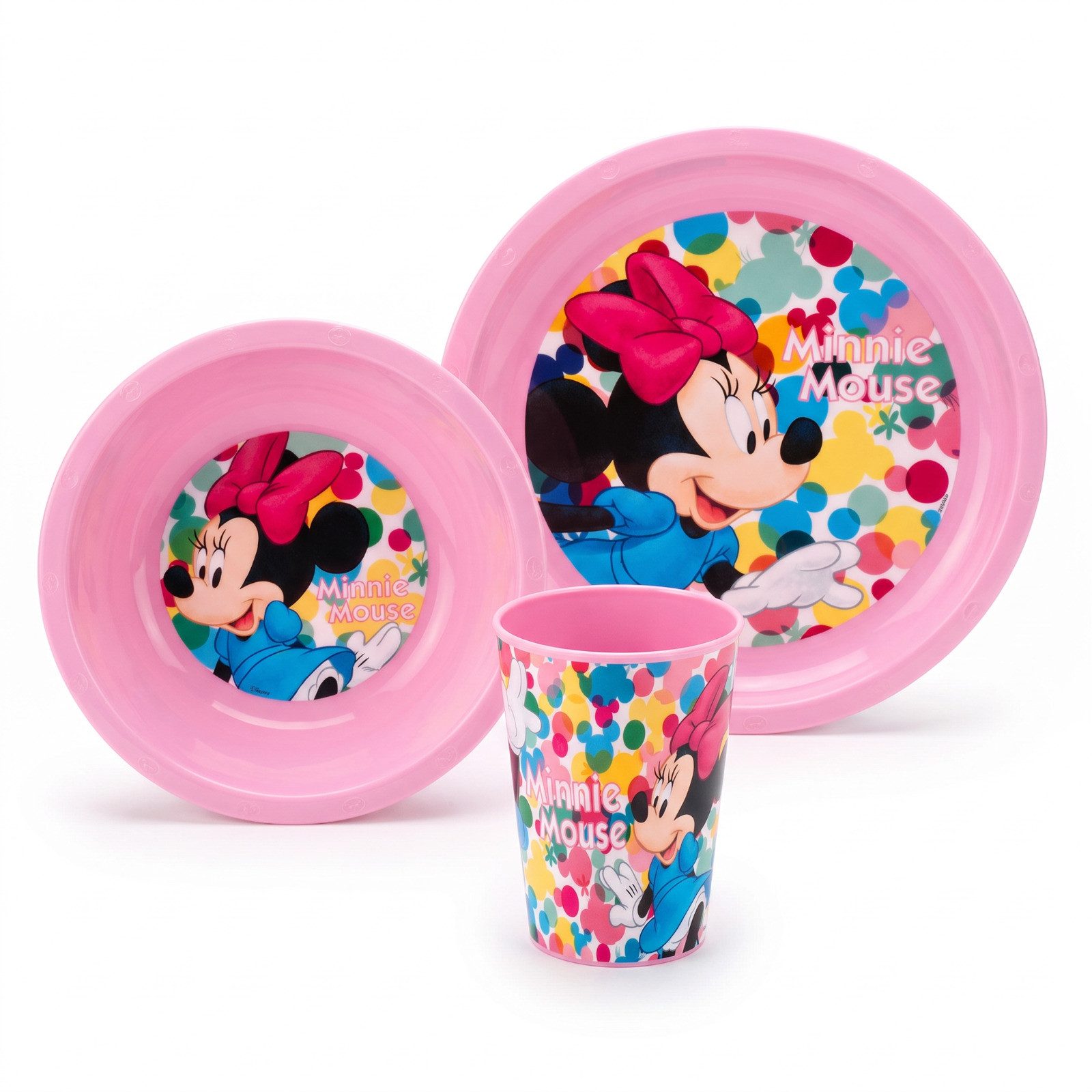 Disney Kindergeschirr-Set Disney Minnie Maus Kinder Geschirr-Set 3tlg Becher Teller Schüssel, 1 Personen