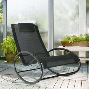 Outsunny Gartenliege Liegestuhl, Relaxliege, bis 120kg, Schaukelliege, 1 St., Schwungliege, für Wohnzimmer, Schwarz