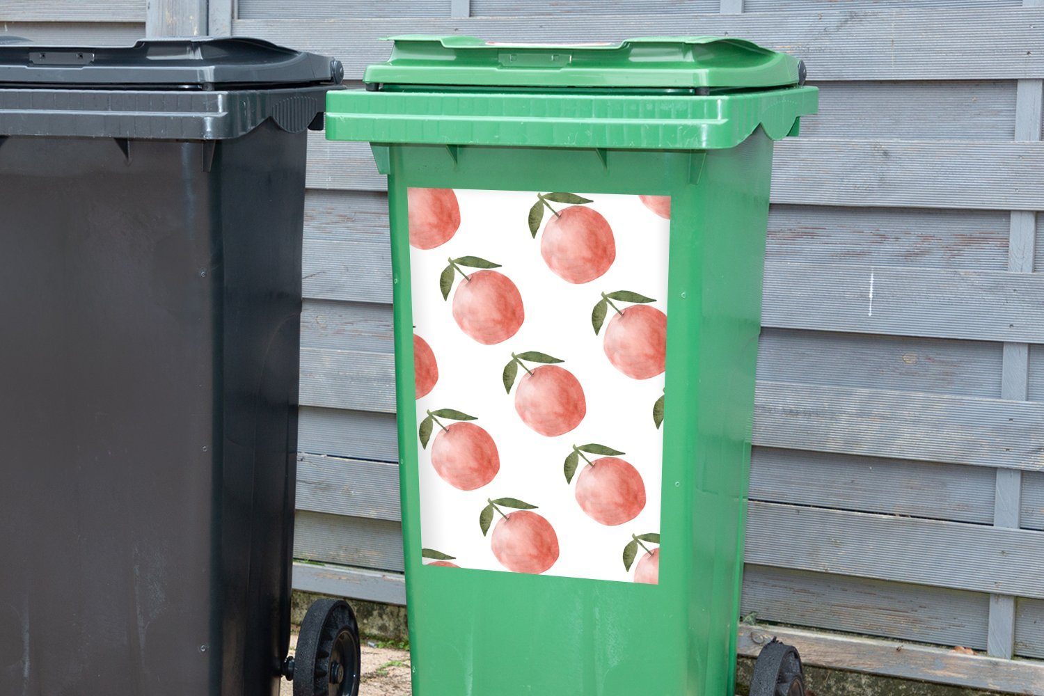 MuchoWow Obst St), Abfalbehälter Äpfel Mülleimer-aufkleber, Wandsticker - Container, Sticker, (1 Weiß Mülltonne, -