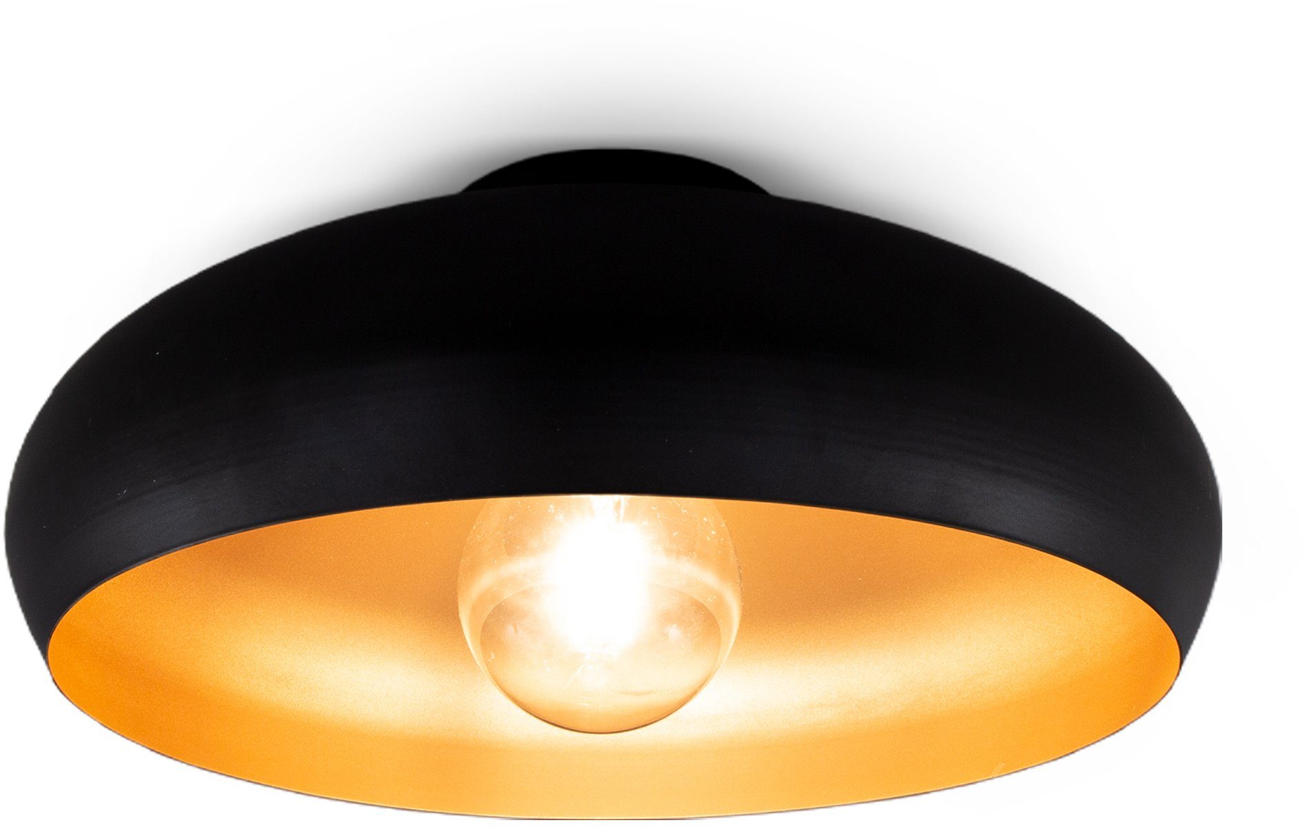 BK_DL1269 Ø39,5cm, B.K.Licht Leuchtmittel, Deckenleuchte Deckenlampe, 1-Flammig, Schwarz-Gold, LED (max. Leuchtmittel Vintage, Retro, ohne 60W) E27-Fassung, ohne