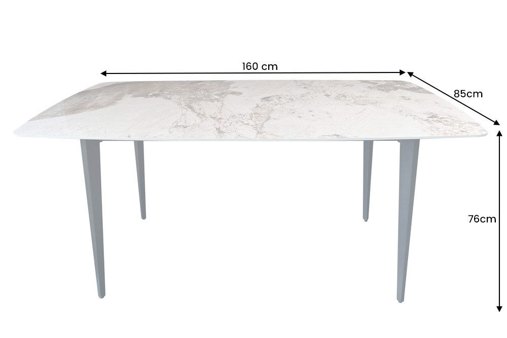 riess-ambiente Esstisch MILANO 160cm weiß-braun/schwarz - Keramik, Metallbeine, Pandora-Design (Einzelartikel, 1-St), Platz für bis zu 6 Personen - ideal für Esszimmer & Küche