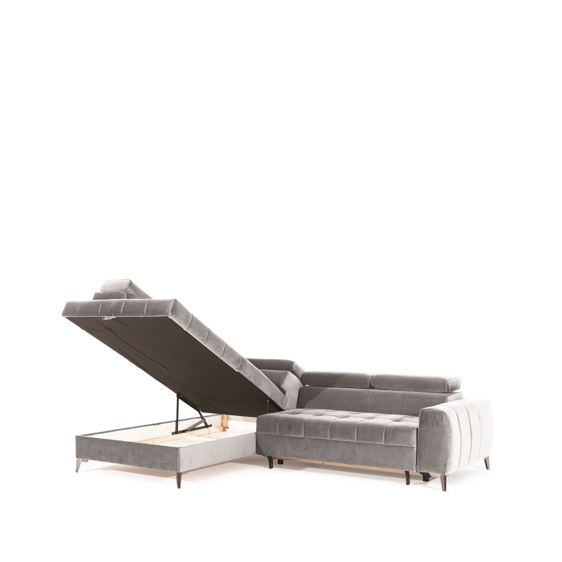 Fun Möbel Ecksofa Schlafsofa Sofa AGNESA SPEED mit Ottomane in Stoff Salvador, mit Schlaffunktion, einstellbare Kopfstützen