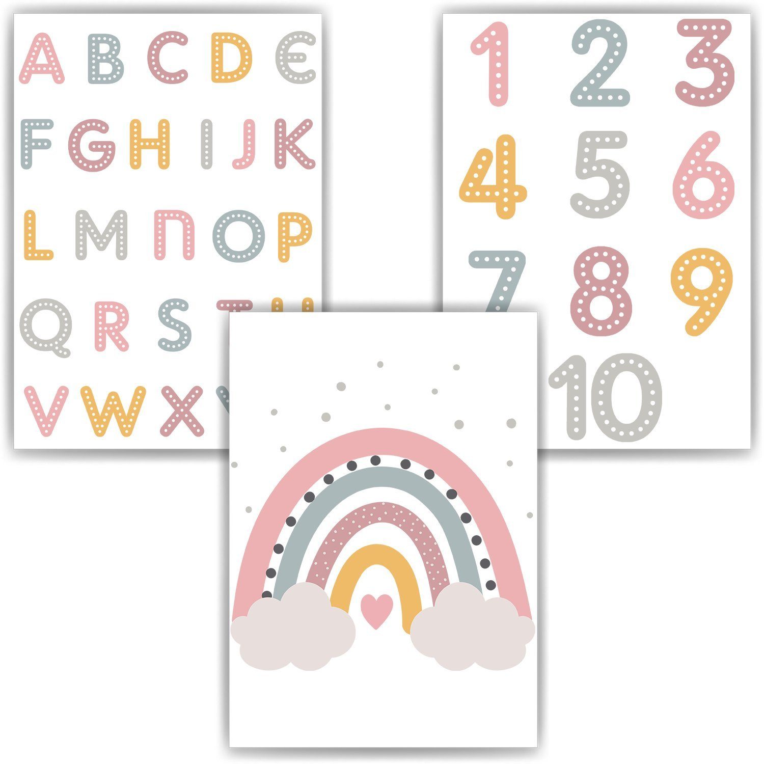 Tigerlino Poster ABC Zahlen Kinderposter 3er günstig online kaufen