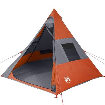 vidaXL Vorzelt Campingzelt 7 Personen Grau Orange 350x350x280 cm 185T Taft
