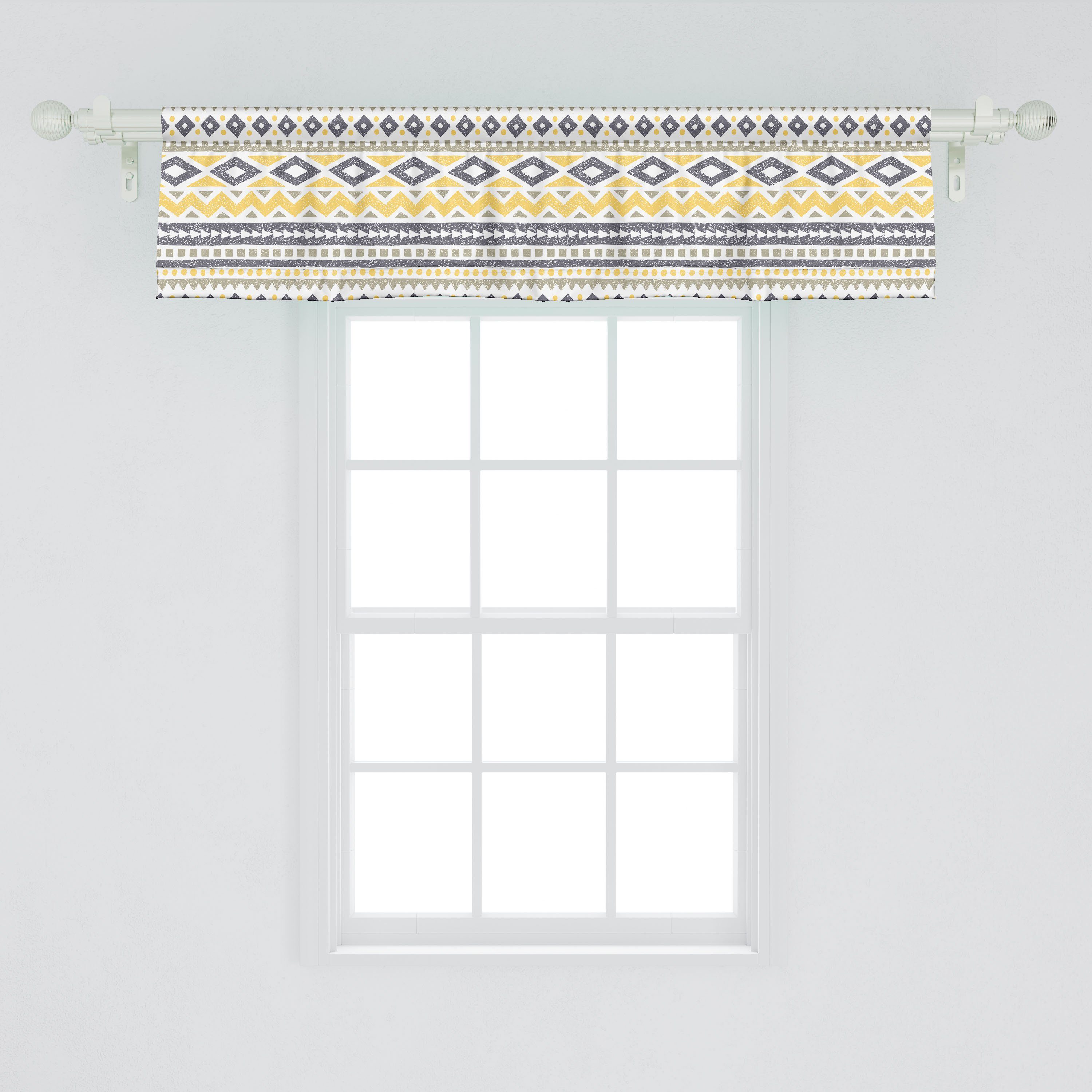 Abakuhaus, Tribal für Küche Vorhang Volant Schlafzimmer Scheibengardine Dekor Muster Microfaser, geometrisches Stangentasche, mit Retro