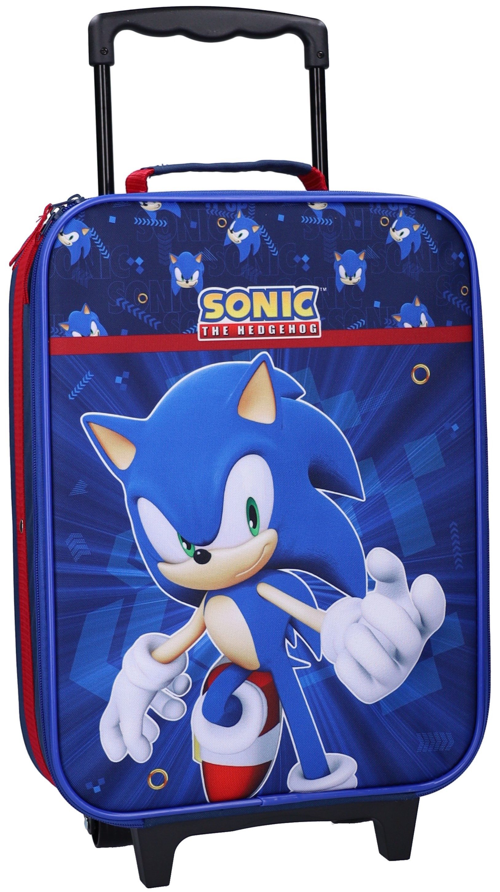 Sonic The Hedgehog Kinderkoffer Trolley Kindertrolley Jungen Handgepäck, Volumen 12 Liter, Innemaße 40x30x10 cm, Außenmaße 47x31x13 cm