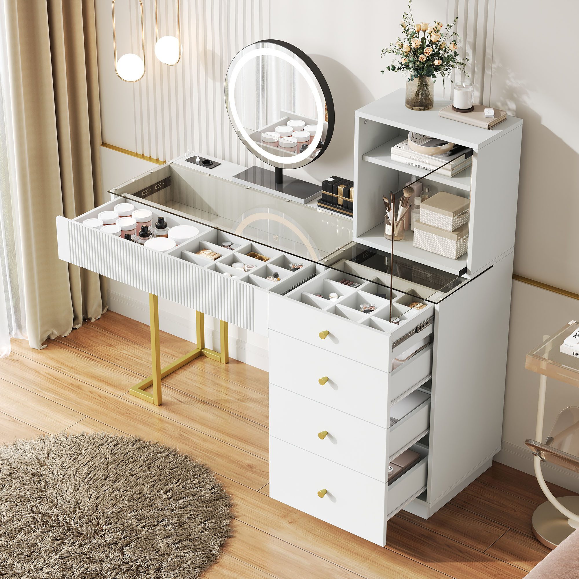 OKWISH Schminktisch luxuriöser Frisiertisch für moderne Schlafzimmer (mit L günstig online kaufen