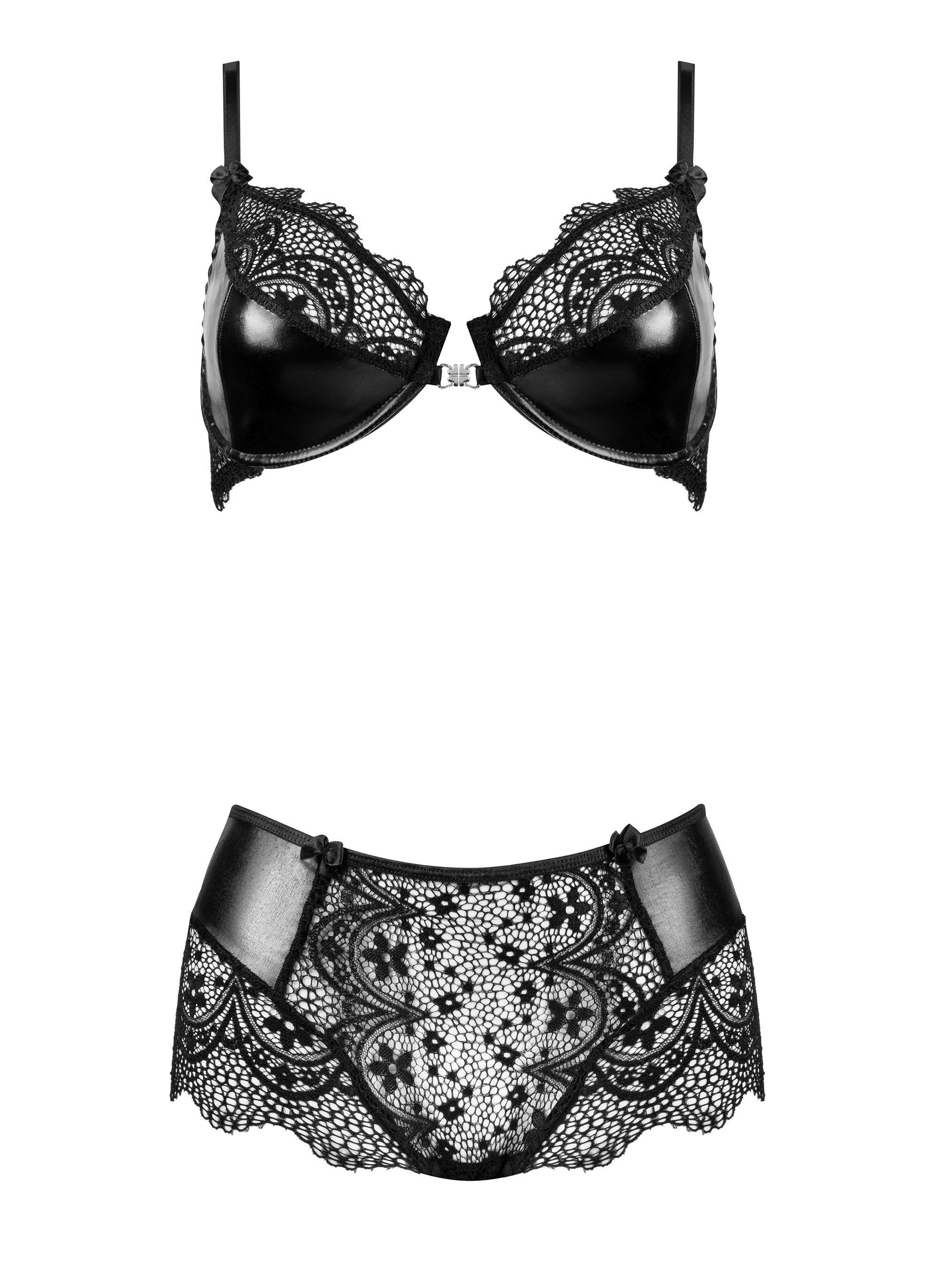 Beauty Night Fashion Set: Bügel-BH Dessous-Set Charm schwarz BH + Panty mit (Set)
