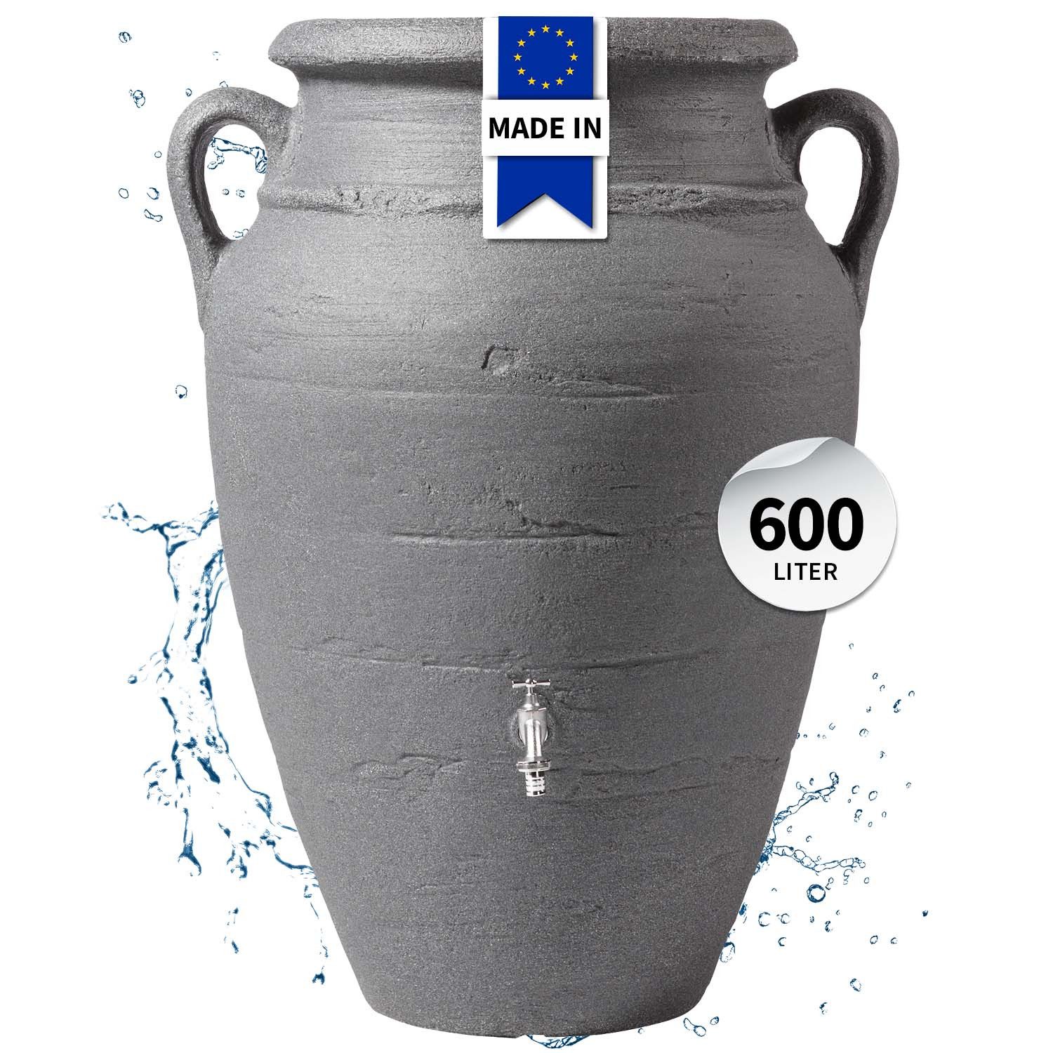 GARANTIA Regentonne Regentonne ANTIK Amphore 600 Liter dark granite, 600 l