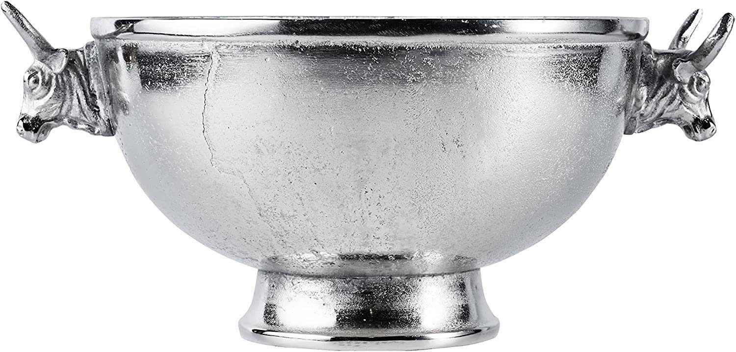 MichaelNoll Dekoschale Schale "Stierkopf" Aluminium Rund Dekoschale Metall - 31 oder 40 cm