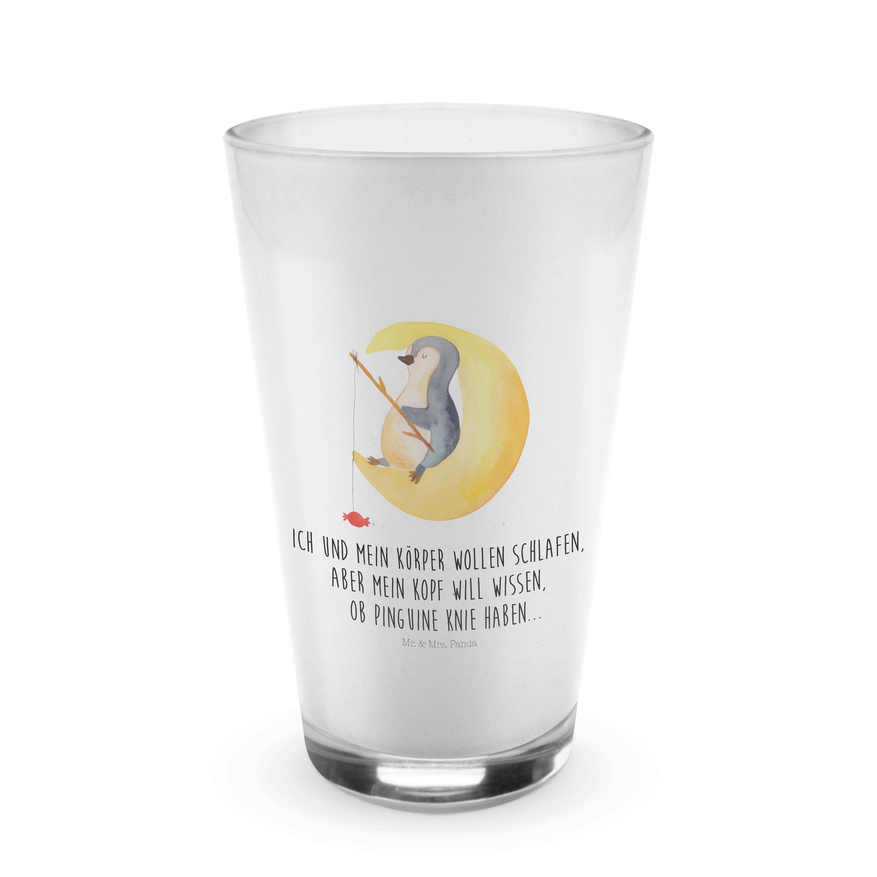 Mr. & Mrs. Panda Glas Pinguin Mond - Transparent - Geschenk, Süßigkeiten, Einschlafen, Schl, Premium Glas