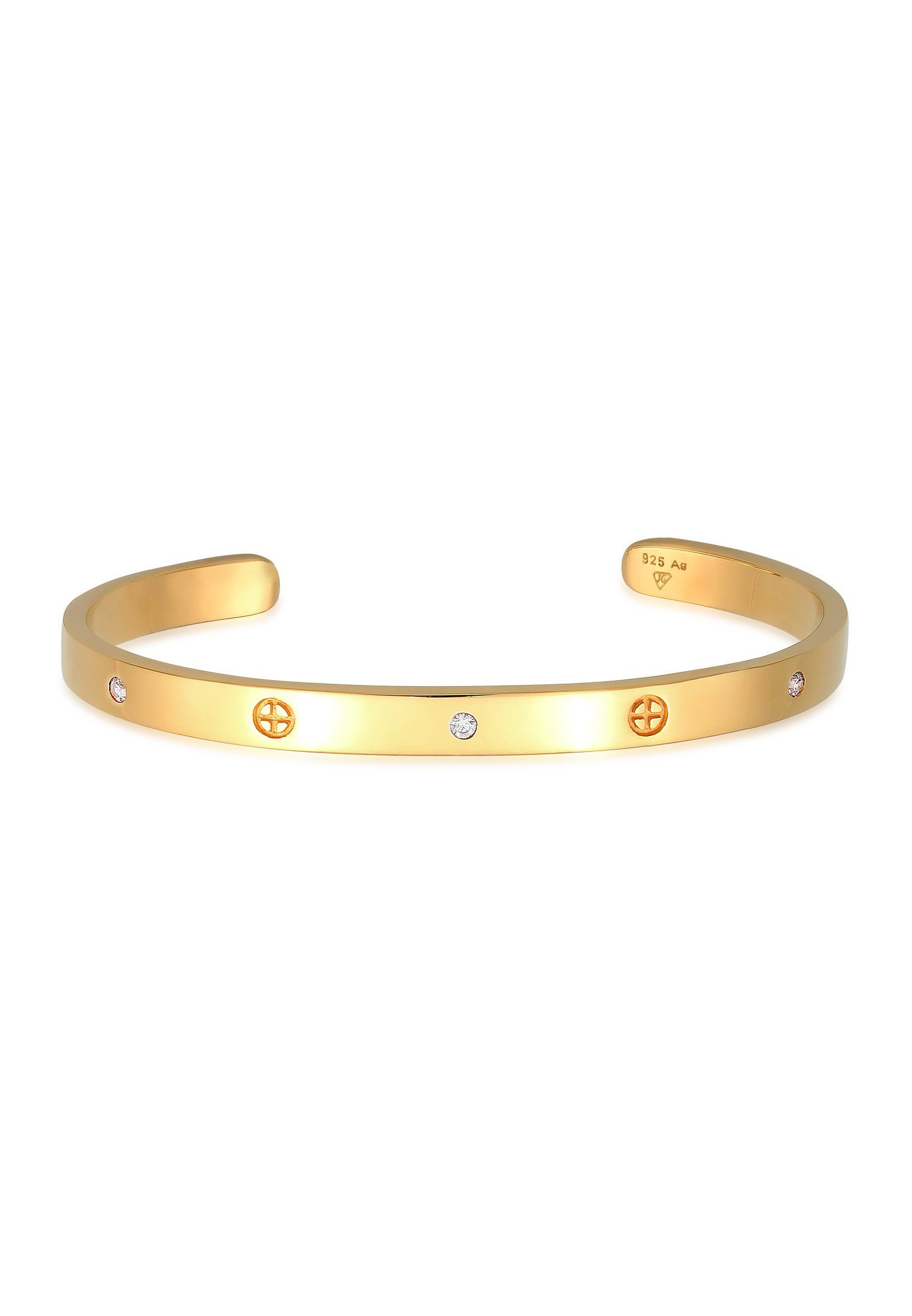 Elli Premium Armreif Geo Bangle Kreuz Minimal Zirkonia 925 Silber (kein Set), Geo