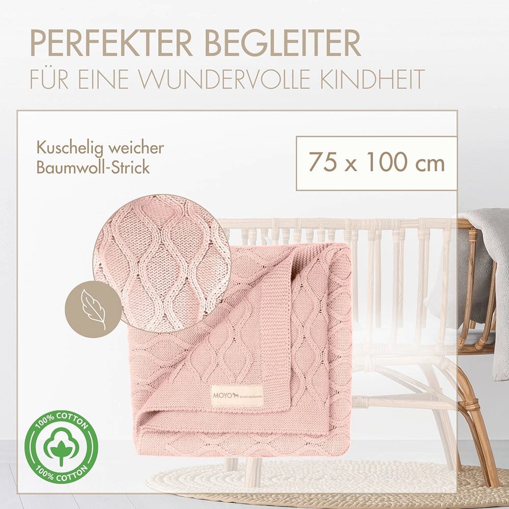Babydecke Wellen-Struktur "Sanftes Rosenholz", Moyo, Kuscheldecke zart zur Haut