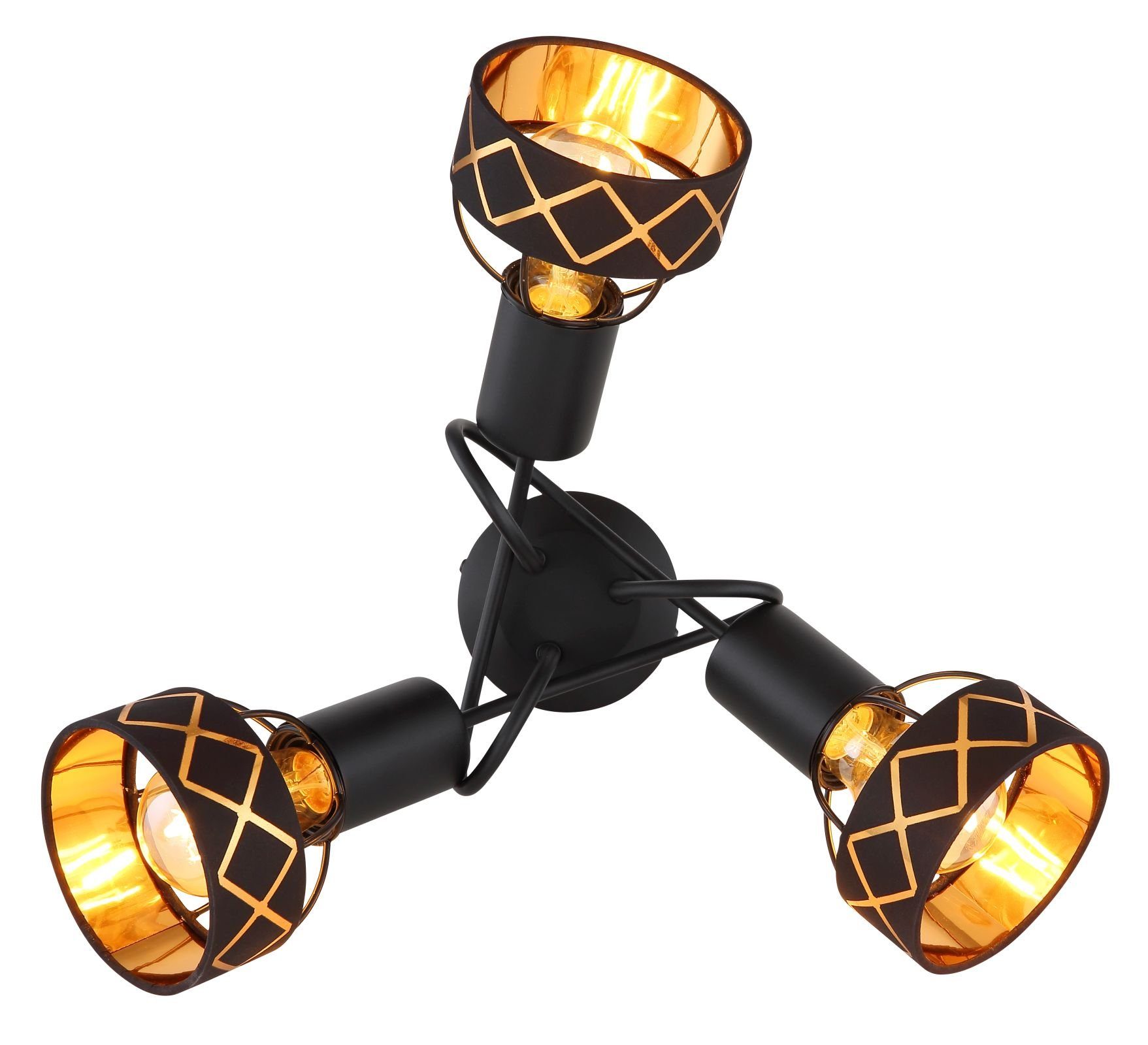 Deckenleuchte schwarz Globo gold Deckenlampe 3 Deckenleuchte Deckenstrahler Flammig Globo