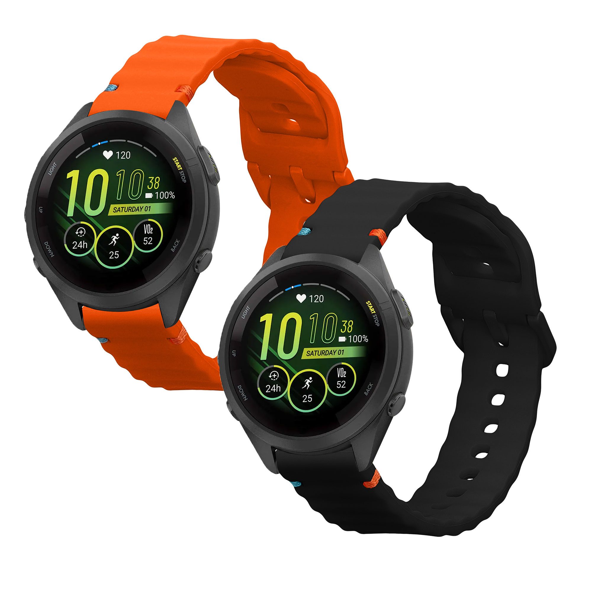 kwmobile 2x Uhrenarmband für Garmin Venu 3S / Venu 2S / vivoactive 4S / Smartwatch, 2-tlg., Fitnesstracker Band Set aus TPU Silikon - Ersatzarmband Smartwatch