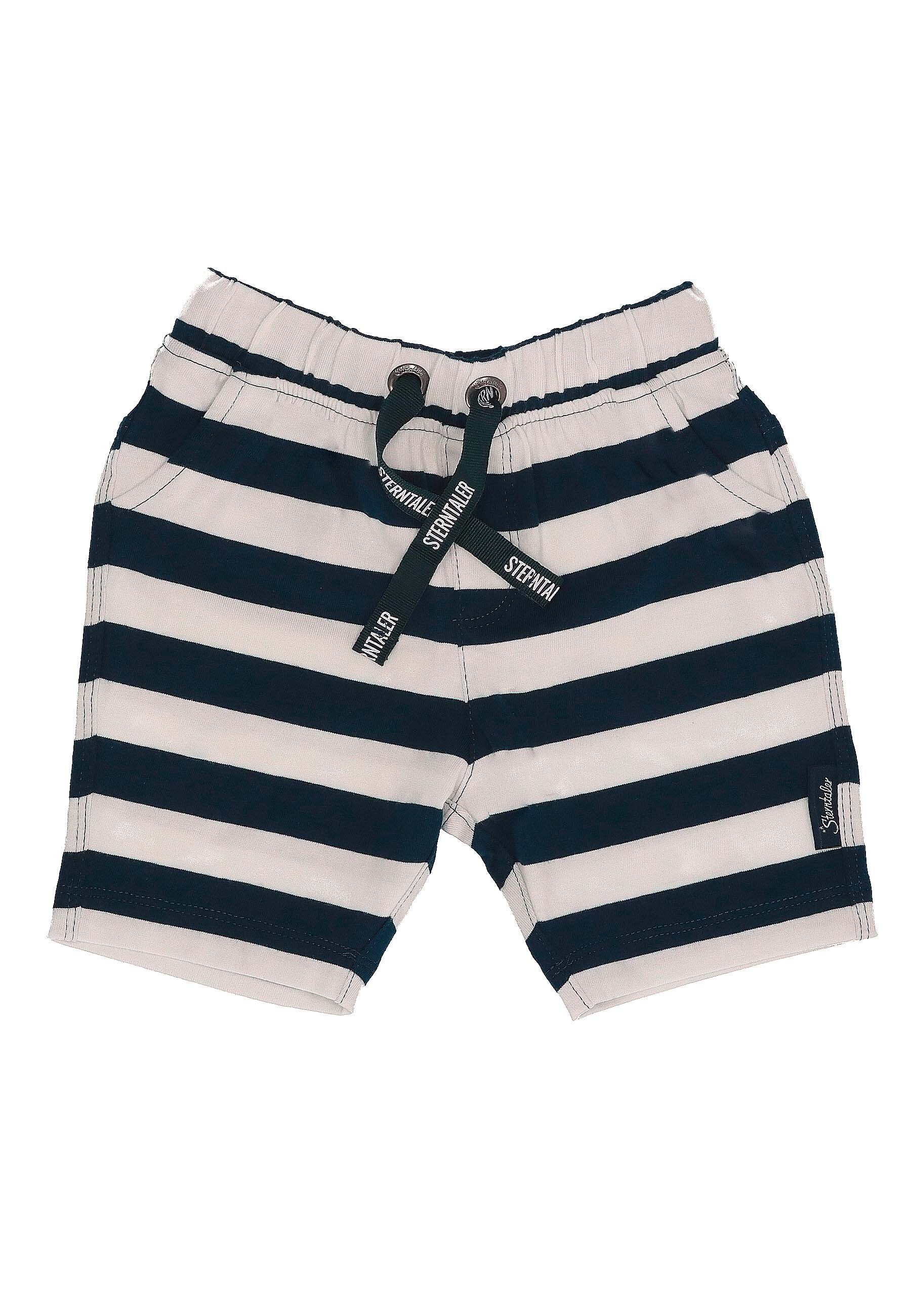 Sterntaler® Shorts Hose kurz (1-tlg) Shorts Kinder - Kurze Hose Sommer aus gestreiftem Jersey in Marine - Babyhose mit Komfortbund und Durchzugsband zur Weitenregulierung - Kindershorts gestreift