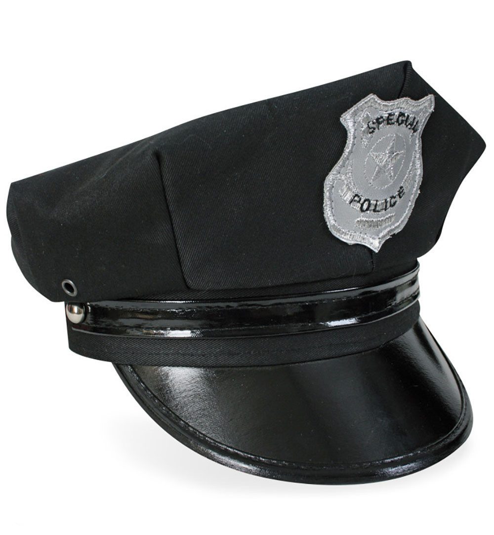 Fries Polizei-Kostüm Herren Damen Polizei Police Mütze Schwarz Karneval Party Gr. 58 cm