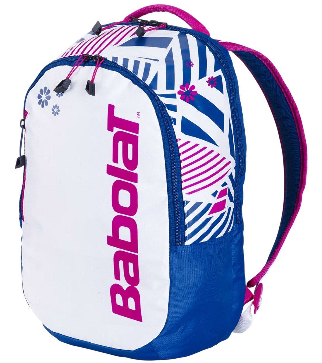 Babolat Rucksack 3rd Generation (Schlägerfach, Hauptfach) weiss/blau/rosa 26x15x41cm
