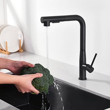 AuraLum pro Küchenarmatur 360° Ausziehbar Spültischarmatur Wasserhahn für Küche Einhandmischer