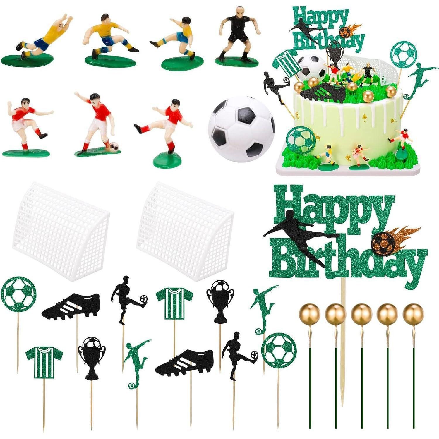 LuxusKollektion Sticker 28 Fußball Kuchen Deko Set Geburtstagsfeier Topper & Figuren, (28-tlg)
