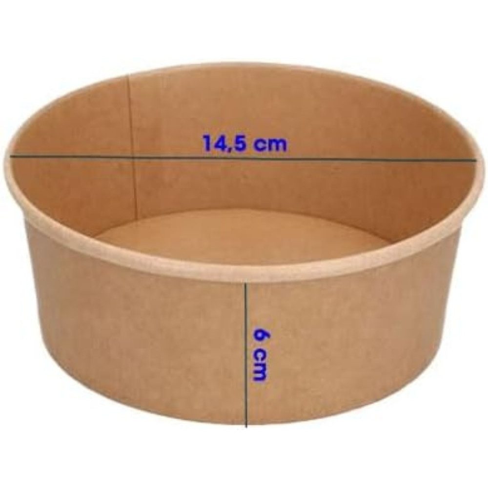 Lauroo Einwegschale Salatschalen mit Deckel Kraftpapier Schalen - 750 ml - 50 Stück, (50-tlg)