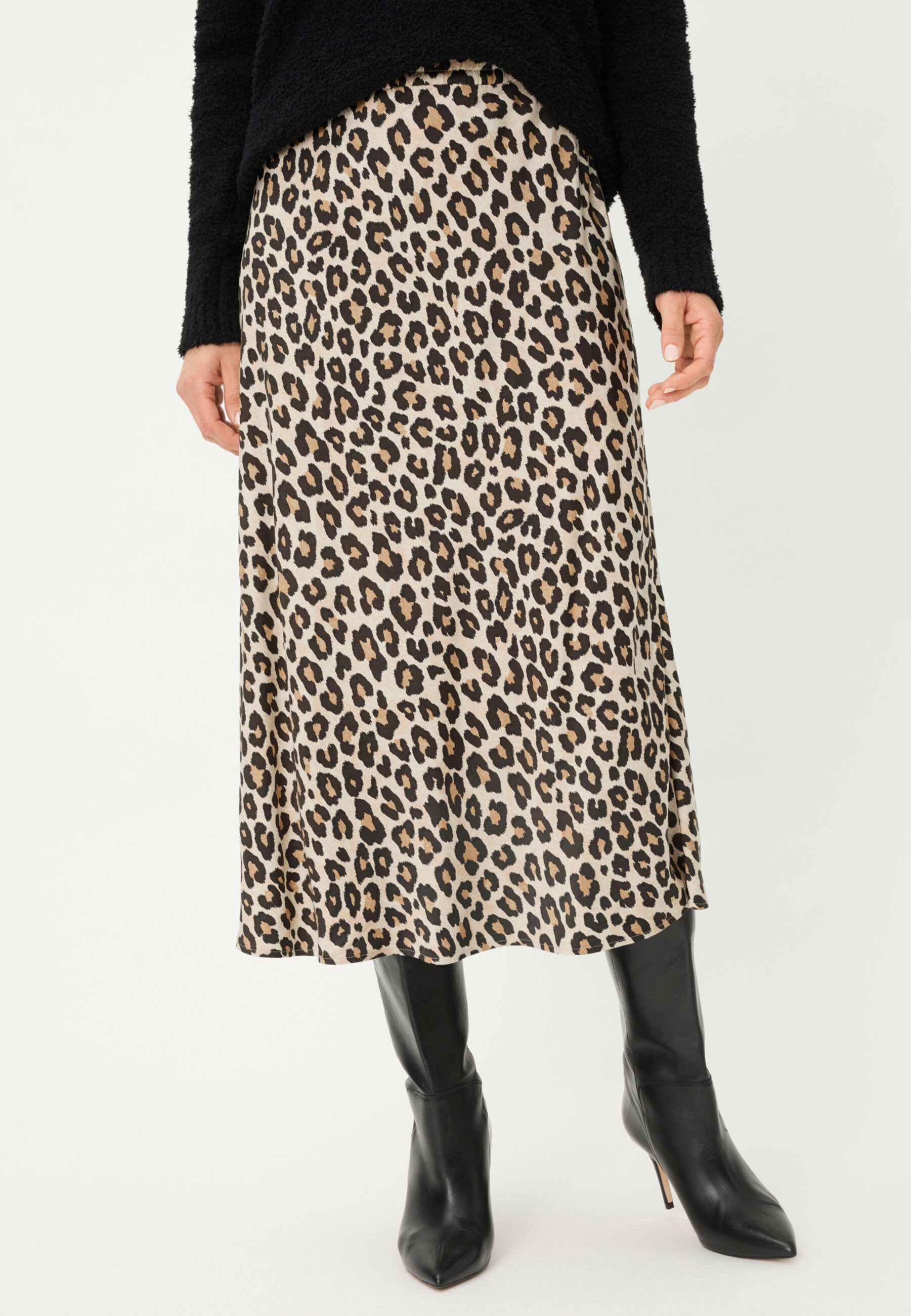 Olsen A-Linien-Rock mit Allover-Leo-Muster