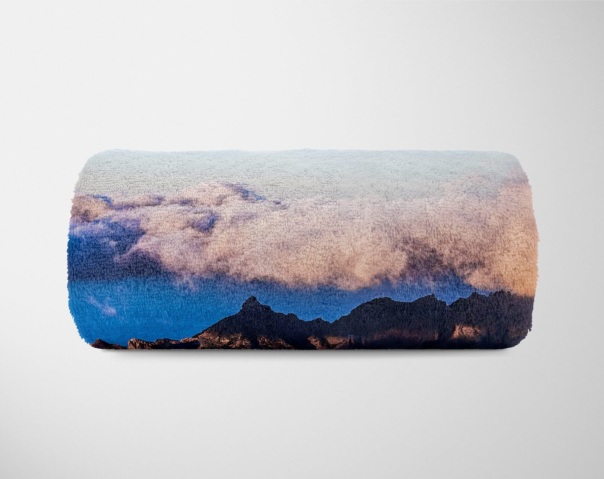 Sinus Art Handtücher Saunatuch Wolken Bergkette, Berge (1-St), Strandhandtuch Handtuch Handtuch mit Baumwolle-Polyester-Mix Fotomotiv Kuscheldecke