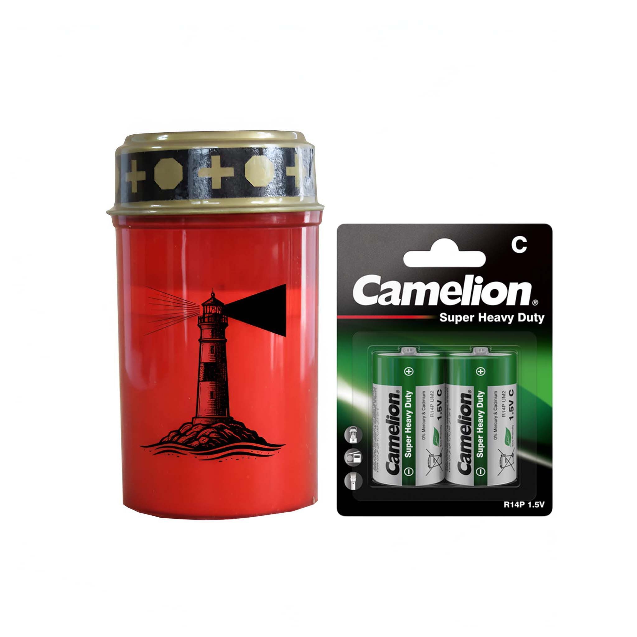 Fachhandel Plus Grabkerze LED Grablichter mit Batterien - verschiedene Motive in rot und weiß, inkl. Batterien sind die LED Grabkerzen sofort einsatzbereit