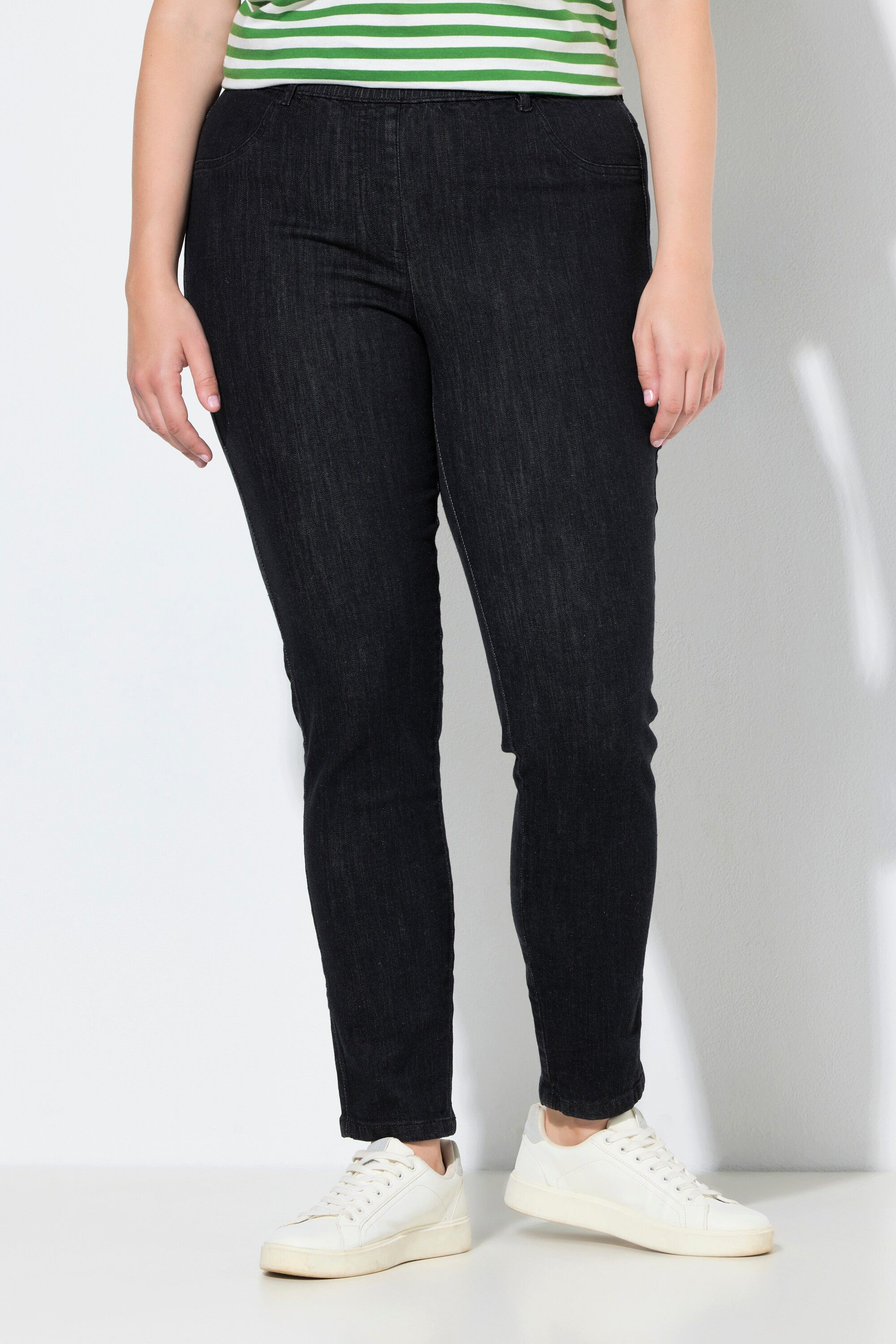 Ulla Popken Jeggings Jeggings schmales Bein Elastikbund Biobaumwolle