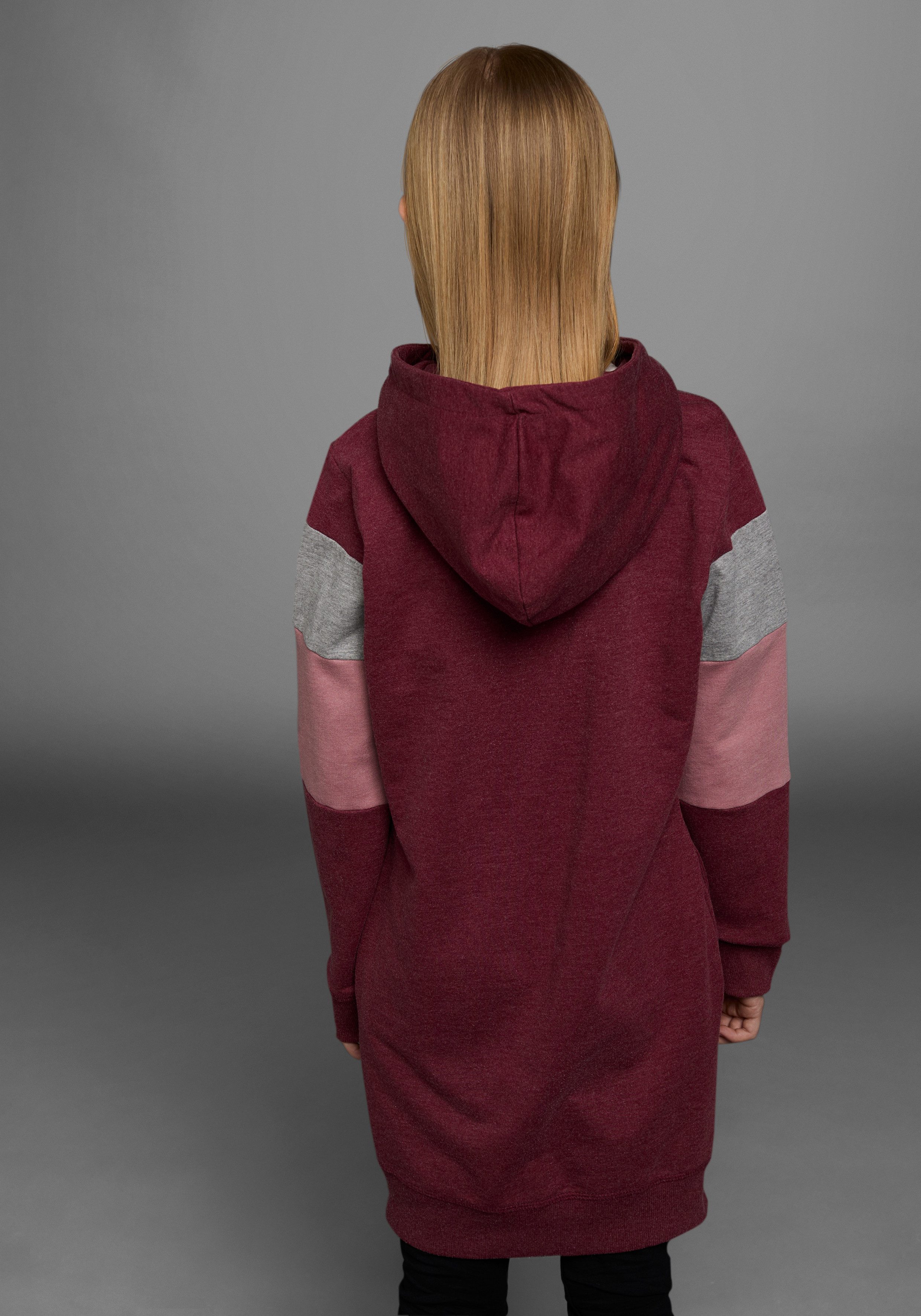 KIDSWORLD Sweatkleid lang, sportliches Streifendesign, aus Baumwollmischung, Langarm