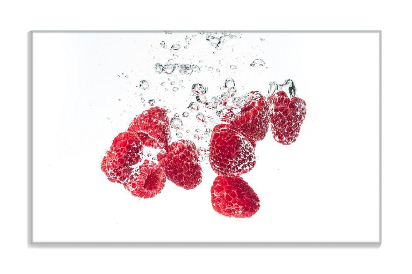 Wallario Frühstücksbrett Sprudelnde Himbeerfrische, ESG-Sicherheitsglas, (inkl. rutschfester Gummifüße 4mm, 1-St), 14x23cm