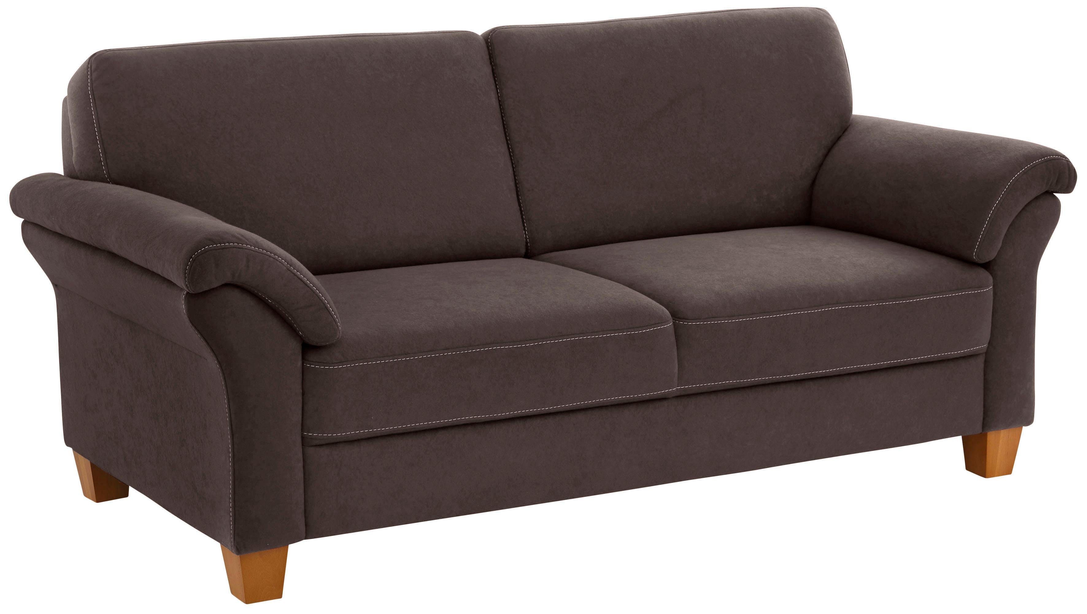 OTTO home 3-Sitzer Borkum, B: 186 cm, Federkern, Komfortsitzhöhe 46 cm, Landhausstil, Holzfüße, Kopfstützen nachrüstbar