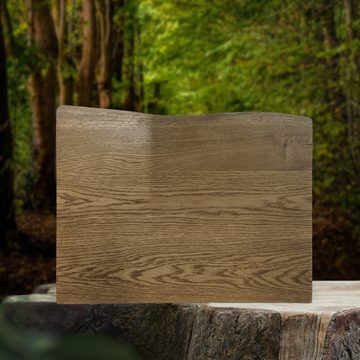 DM-Handel Waschtischplatte Eiche Holzplatte Waschbeckenplatte (massiv Holz 4 cm, Naturkante Eiche Dunkel von 40 cm bis 100 cm Breite), als Ergänzung zum Waschbecken (freistehend)