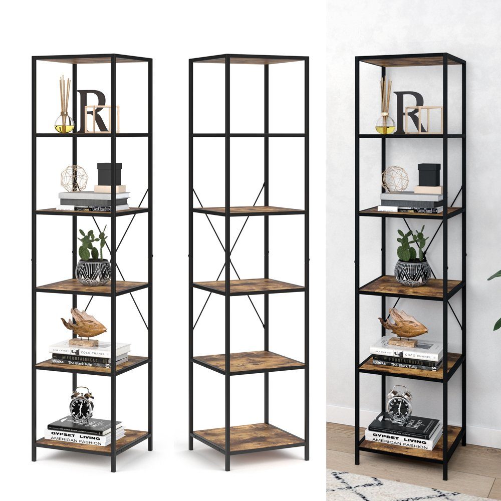 Vicco Raumteilerregal Fyrk, Eiche rustikal/Schwarz, 40 x 174 cm günstig online kaufen