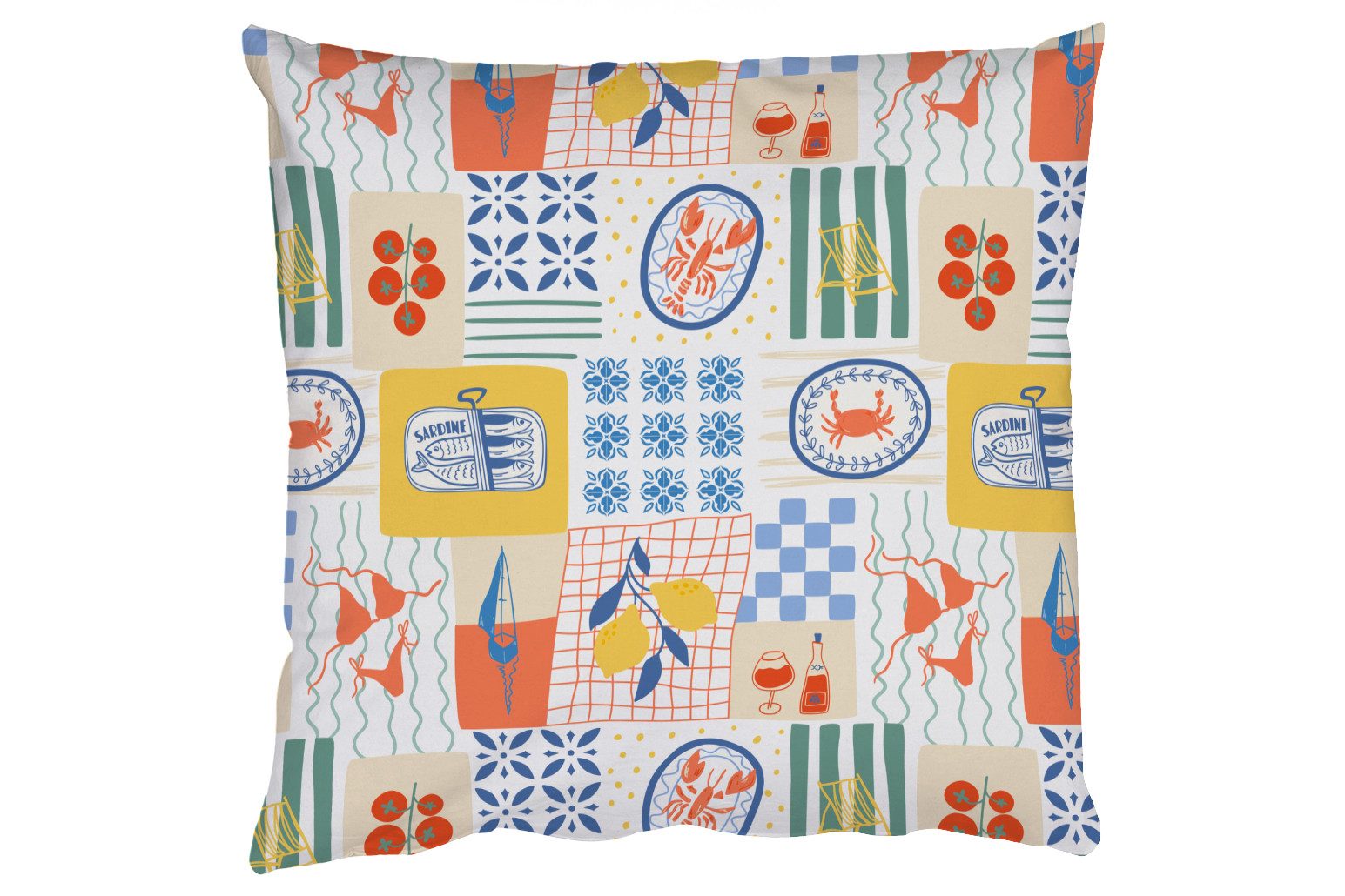 MuchoWow Dekokissen Illustratie - Patroon - Grafisch - Kleur, Zierkissen, Deko Kissen mit Füllung, Sofakissen, 60x60 cm