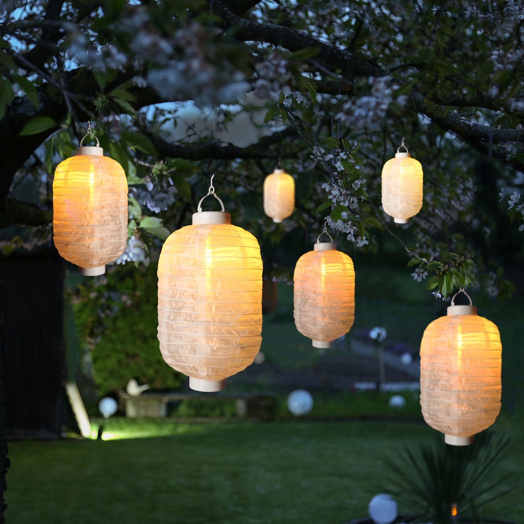 MARELIDA LED Lampion »LED Solar Lampion für Balkon Terrasse Garten H: 30cm  Dämmerungssensor«