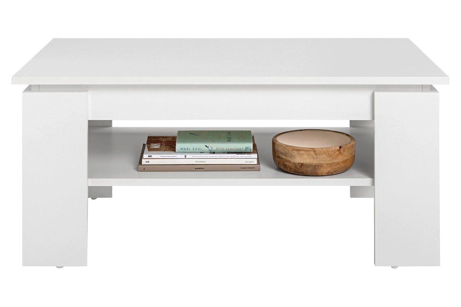 xonox.home Couchtisch ROVIGO, B 100 cm, T 60 cm, Weiß matt, mit zusätzlicher Ablagefläche