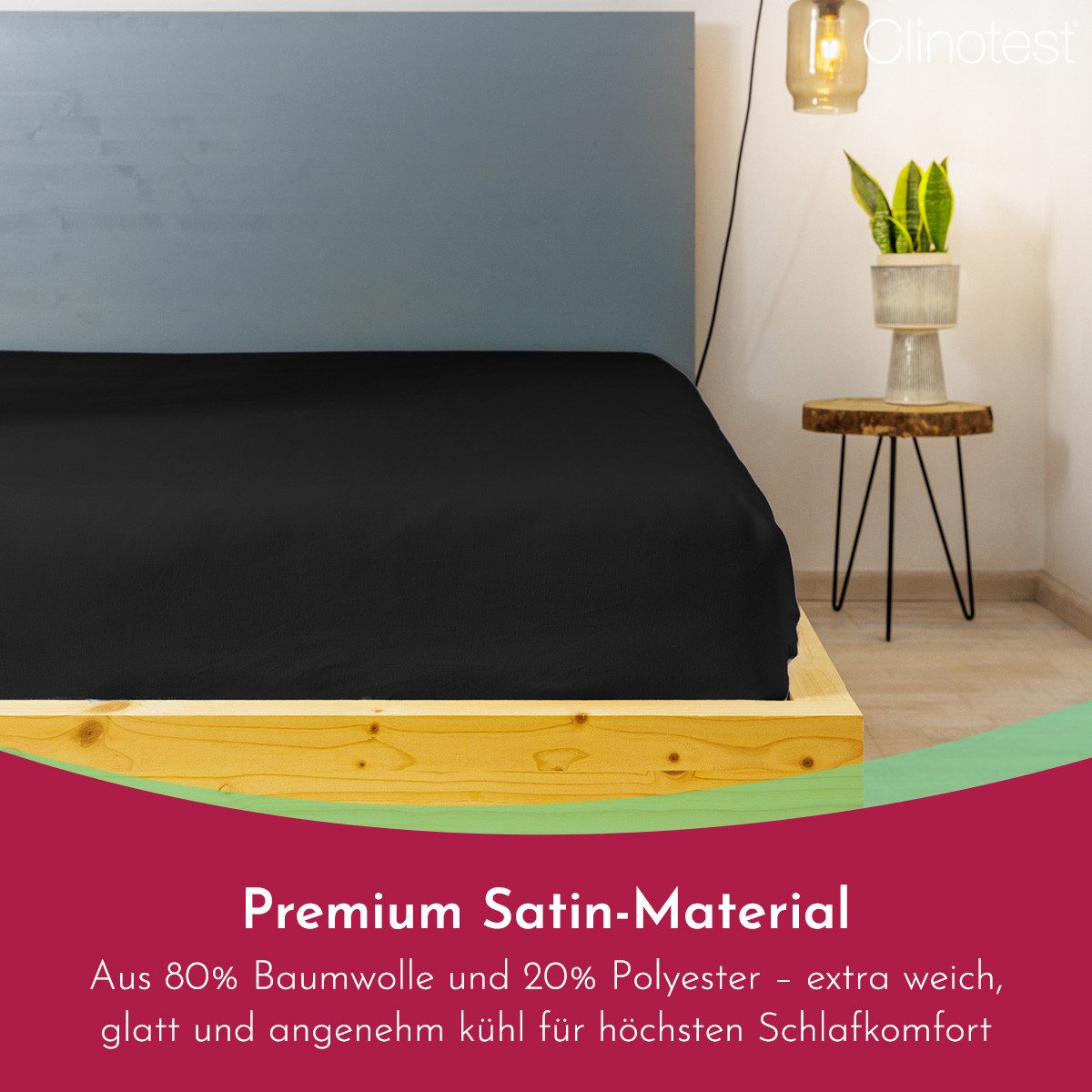 Clinotest Bettlaken Satin, glattes Laken ohne Gummizug in 240x290 cm, Baumwolle, Gummizug: Ohne Gummizug