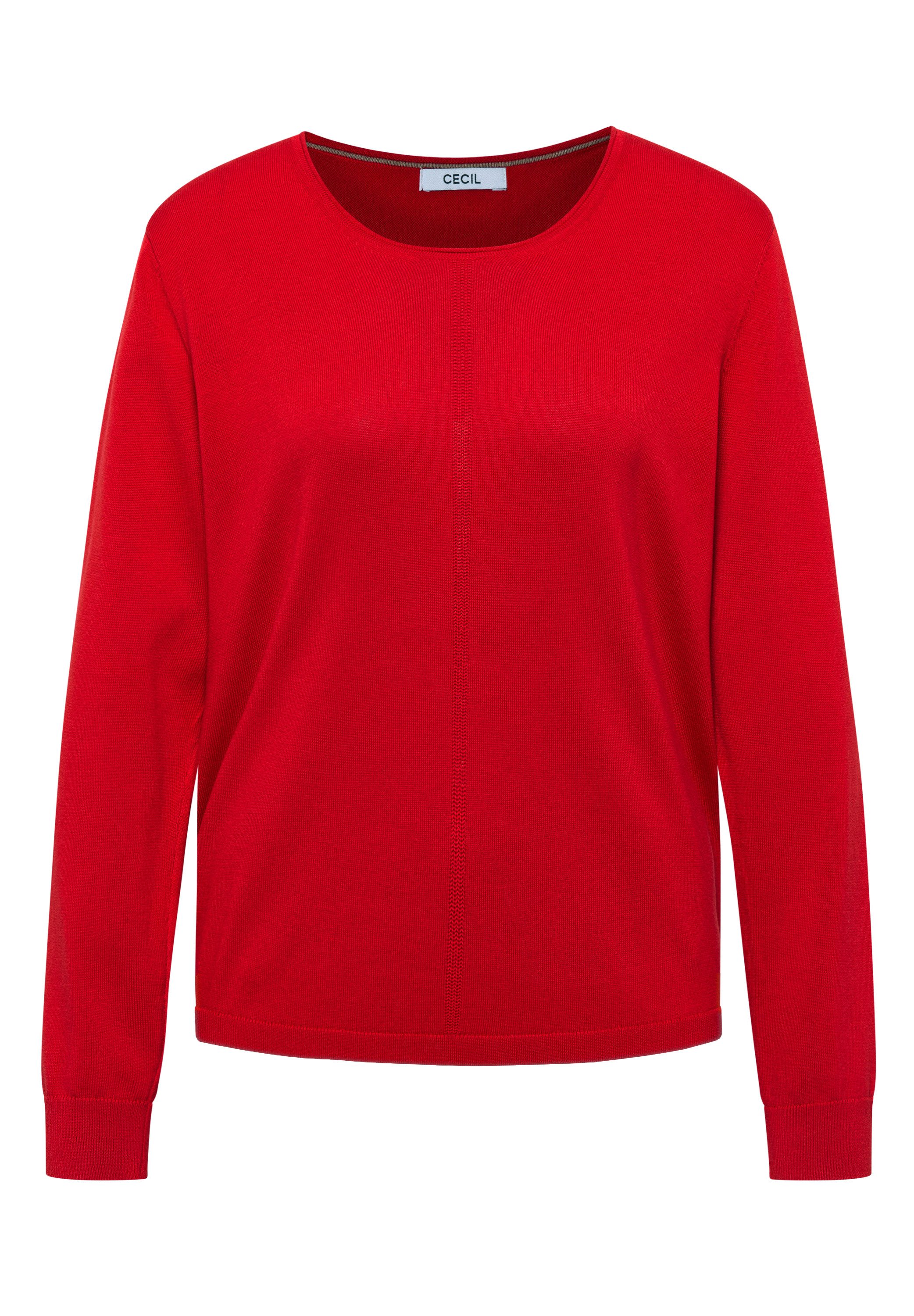 CECIL Strickpullover Baumwoll-Viskosemix, Feinstrick, unifarben