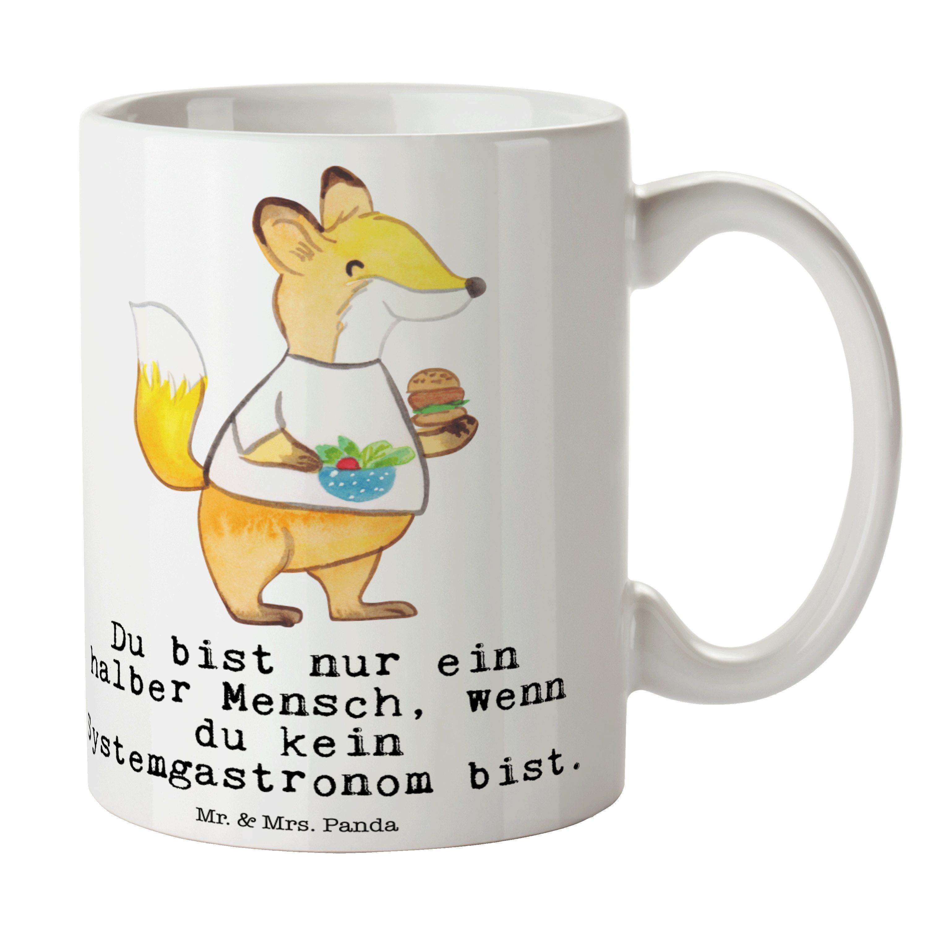 Geschenk, - Weiß Tasse Keramik Mrs. Kaffeebecher, Herz Systemgastronom mit Panda - Mr. Arbeitskoll, &