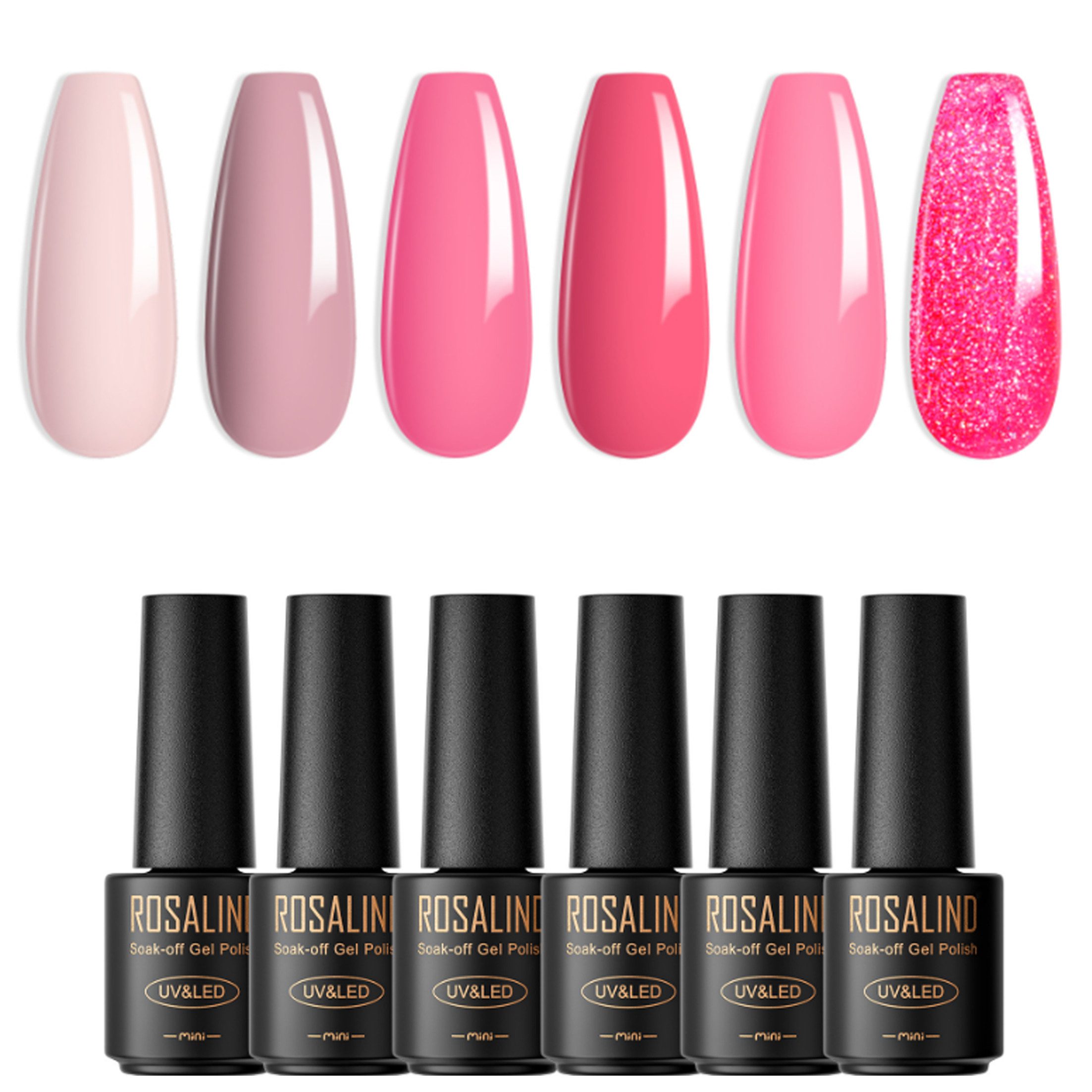 KINSI Nagellack-Set UV-Gel Nagellack Set mit 6 Farben - Professionelles Maniküre-Set, Langanhaltender Glanz