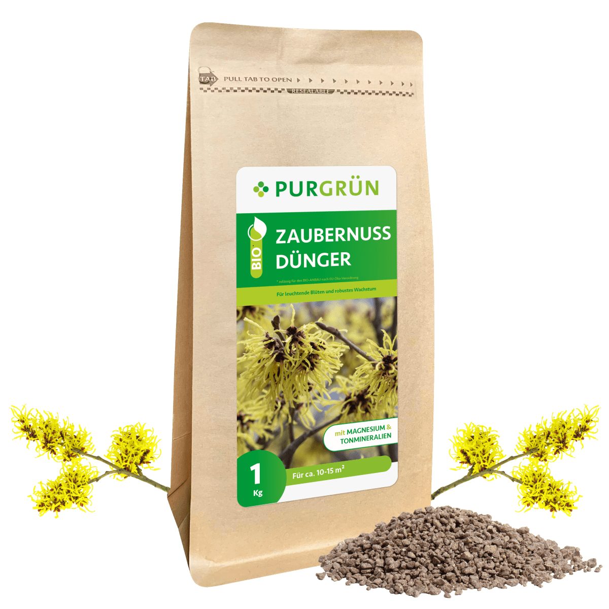 Gartendünger Purgrün Bio Zaubernuss Dünger, NPK 6+3+8, Magnesium, 1 kg