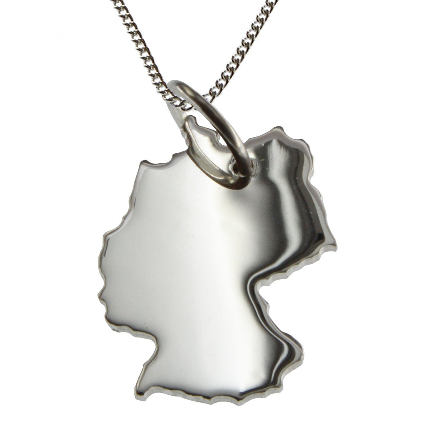 Kette mit Anhänger 50cm Halskette + Deutschland Anhänger in massiv 925 Silber