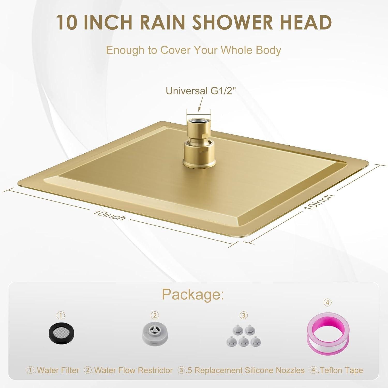 LuxusKollektion Regenduschkopf Duschkopf Regendusche 304 Edelstahl Wasserfall 25CM Gebürstetes Gold