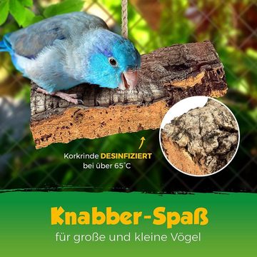 Kork-Deko.de Vogelspielplatz Flache Vogelschaukel (15x15cm) zum Sitzen, Spielen & Knabbern