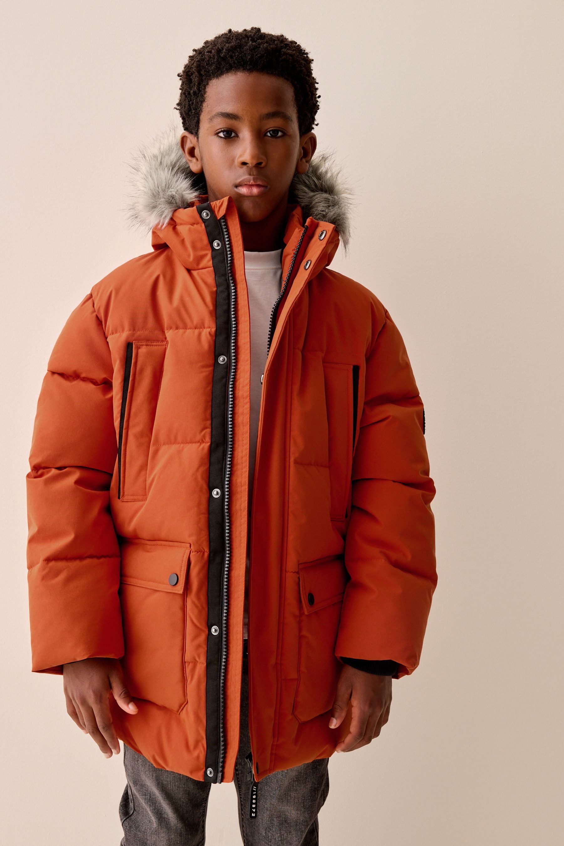 Next Fellimitatmantel Wasserabweisender Parka mit Kunstfellbesatz (1-tlg)