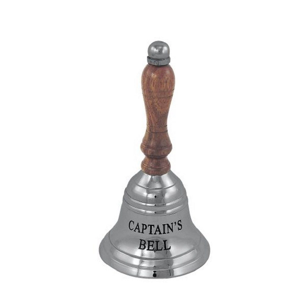 Linoows Dekoobjekt Glocke Handglocke Kapitänsglocke Tischglocke sibern 12 cm (1x), Hand gefertigt