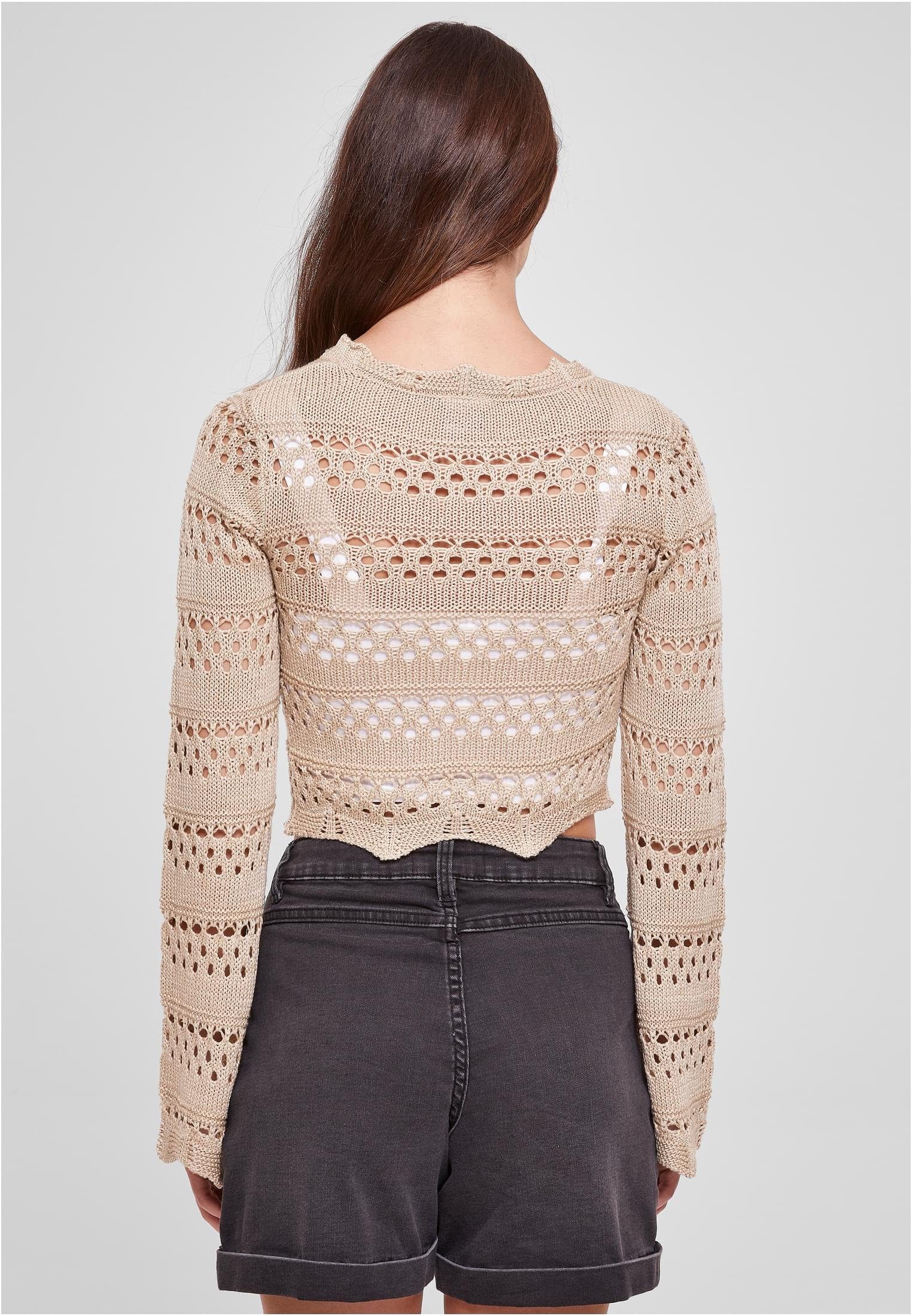 Knit (1-tlg) Damen Cropped Sweater Crochet CLASSICS softseagrass Kapuzenpullover Ladies URBAN