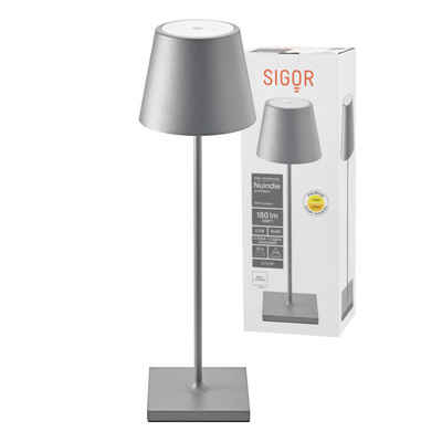 SIGOR LED Tischleuchte Stilvolle Akku-Tischlampe, LED fest integriert, Warmweiß, Extra-Warmweiß, kabellose Tischleuchte, 38x10x10 cm